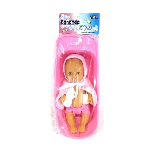 [460580] BEBE C/ BAÑERA ESPONJA Y MAMADERA YOLY-BELL E/ BO ( 164 )