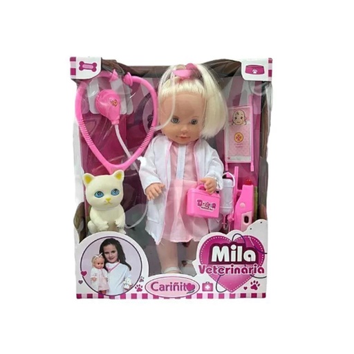 [466091] MUÑECA MILA VETERINARIA C/ MASCOTA CARIÑITO 40cm e/Cj