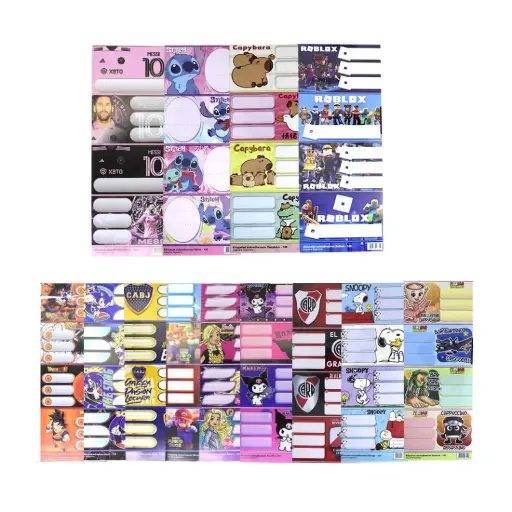 [468786] ETIQUETA ESCOLAR PERSONAJES x12