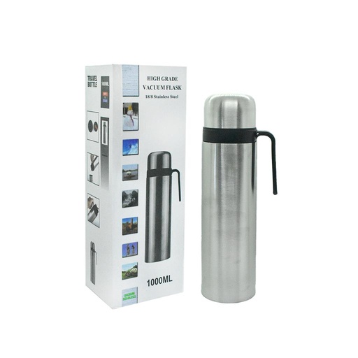 [470282] &*TERMO BALA ACERO INOX 1LT C/ MANIJA E/ CJ 