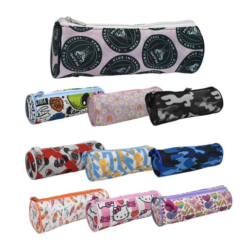 [470612] CARTUCHERA ESTAMPADA 1 CIERRE CILINDRO E/BO