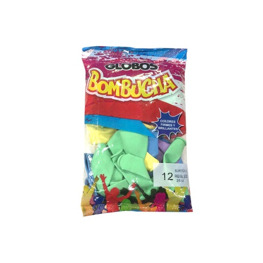 [476167] GLOBO ESTANDAR BOMBUCHA N°12 SURTIDO PASTEL X25 E/ BO ( 70616 )