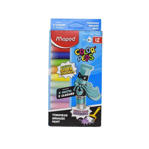 [480820] TEMPERA MAPED 8ML X8 CLASICOS X4 PASTEL E/CJ ( 826081 )