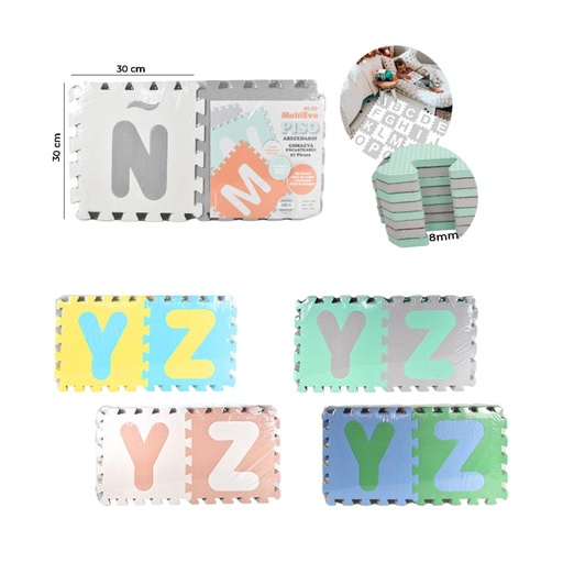 [484670] PISO ENCASTRABLE GOMA EVA ABECEDARIO X27 PZS 30X30CM 8MM
