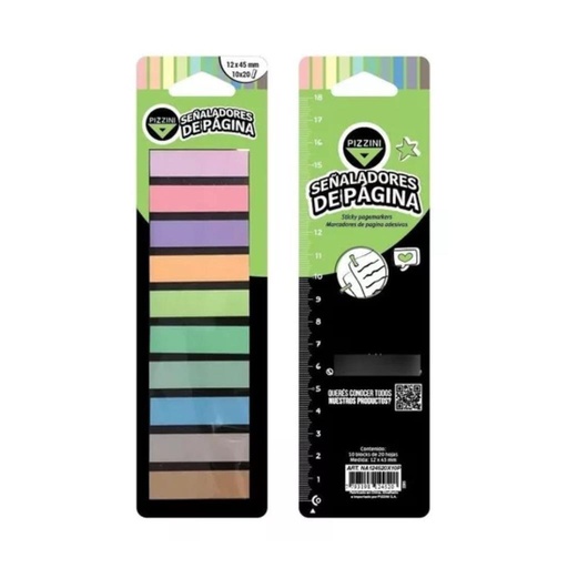 [489631] SEÑALADOR AUTOADHESIVO PASTEL PIZZINI 12x45mm x20hjs