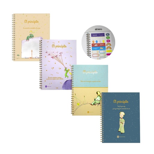 [491248] LIBRETA EL PRINCIPITO 16 x 21cm T/ DURA C/ STICKERS RAYA
