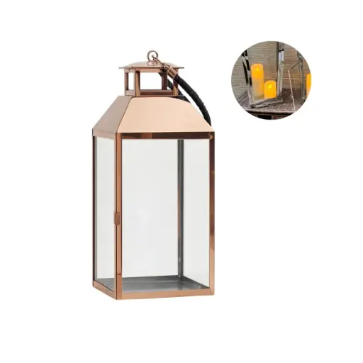 [495219] &FANAL ACERO VIDRIO DORADO 38.5 x 15 x 14cm