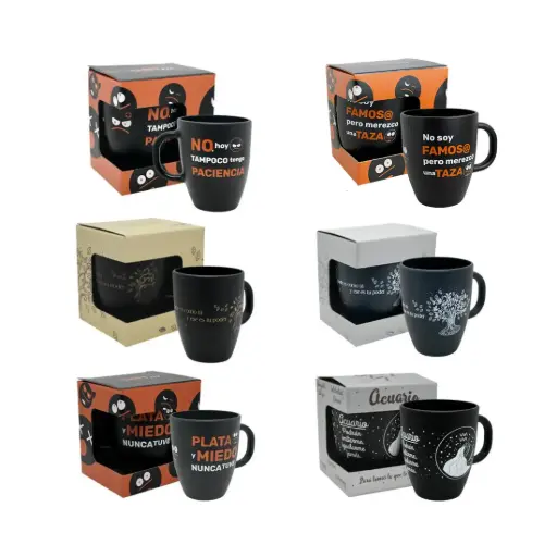 [497353] TAZA VIDRIO DISEÑO C/ FRASES E/CJ