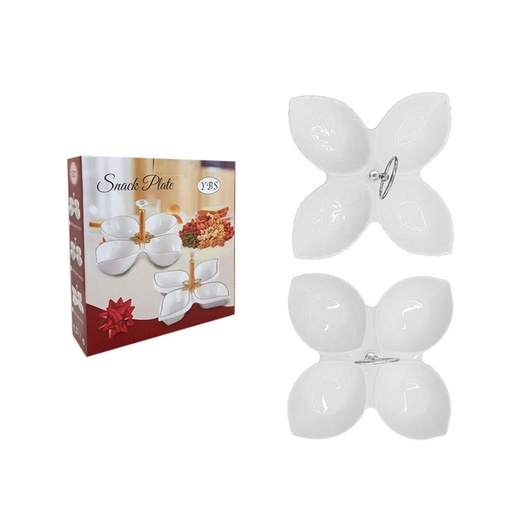 [500202] COPETINERO CERAMICA HOJA X4 20CM X 20CM ( A24377 )