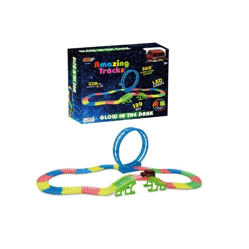 [500378] PISTA DE AUTOS LUMINOSA C/ RULO 360º X139 PZS 220 CM E/CJ