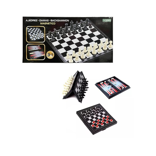 [502446] AJEDREZ DAMAS BACKGAMMON MAGNETICO 3 EN 1 E/ CJ ( 2779 )