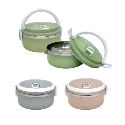 [503216] LONCHERA TERMICA REDONDA PLASTICA / ACERO 14X7CM