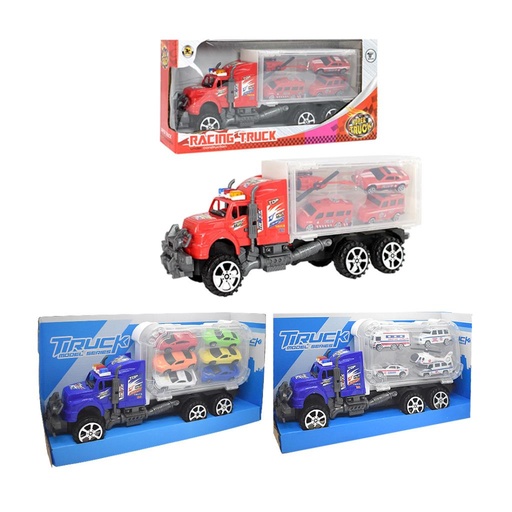 [503524] CAMION A FRICCION C/ TRAILER Y VEHICULOS E/ CJ
