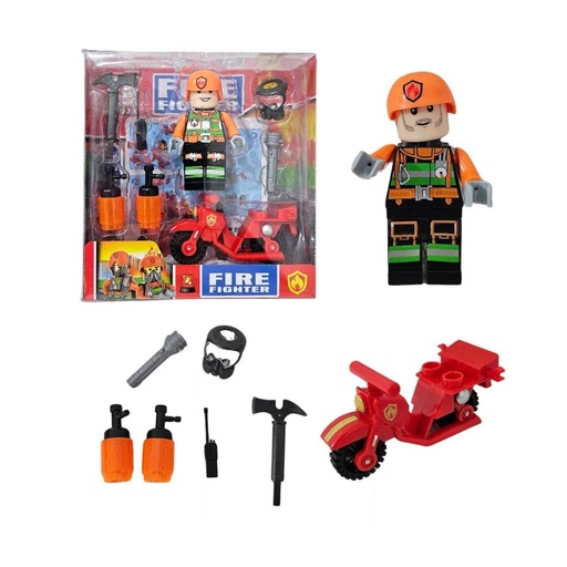 [509805] MUÑECO BOMBERO C/MOTO Y ACCESORIOS E/CJ ( NA201247 )