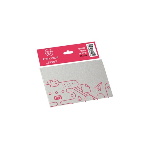 [510421] SOBRE MEDORO TARJETA PLATEADO 120GR 7X10.5CM X10 E/ BO ( 1240PL )