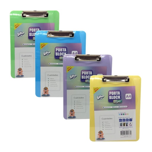 [512093] PORTABLOCK PLASTICO A4 PASTEL