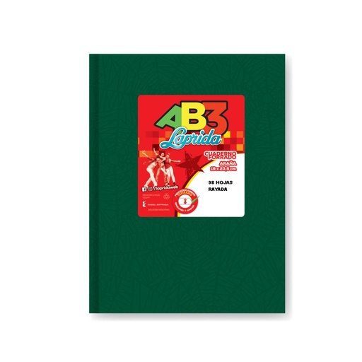 [512621] &CUADERNO LAPRIDA AB3 T/DURA ARAÑA x 98HJS RAYAD VERDE