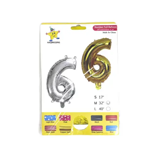 [516933] GLOBO METALIZADO NUMERO 6 32" E/BO