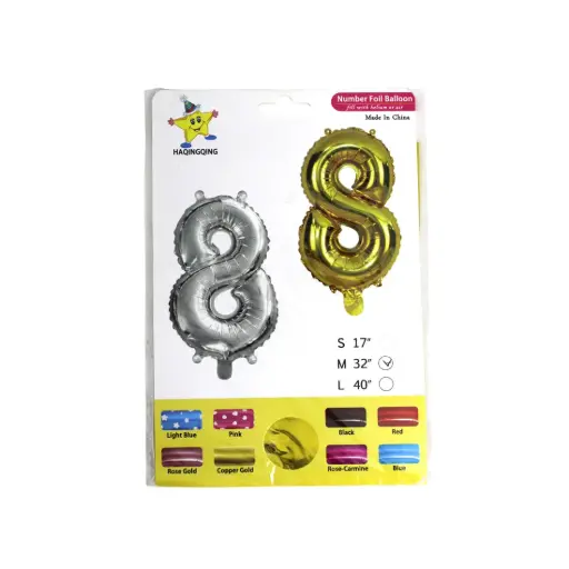 [516955] GLOBO METALIZADO NUMERO 8 32" E/BO