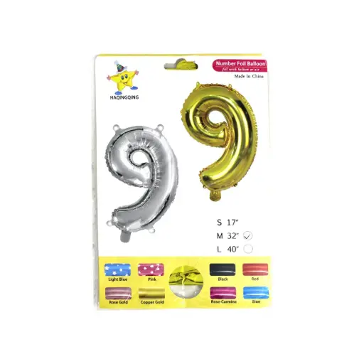 [516966] GLOBO METALIZADO NUMERO 9 32" E/BO