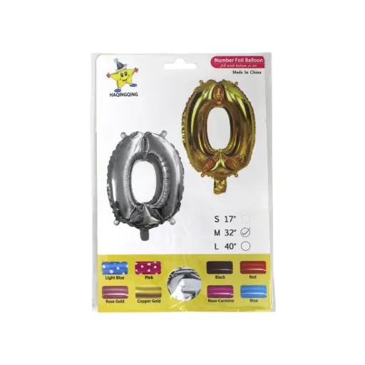 [516977] GLOBO METALIZADO NUMERO 0 32" E/BO