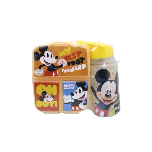 [520761] SET DE HERMETICO 3 DIVISIONES Y BOTELLA STRAW TOP 500ML MICKEY