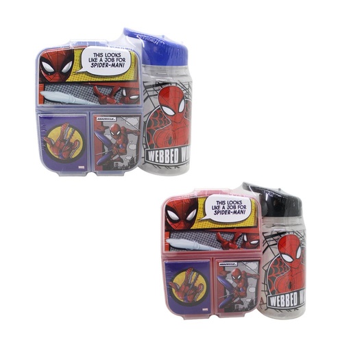 [520783] SET DE HERMETICO 3 DIVISIONES Y BOTELLA STRAW TOP 500ML SPIDER-MAN
