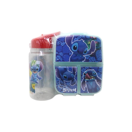 [520794] SET DE HERMETICO 3 DIVISIONES Y BOTELLA STRAW TOP 500ML STITCH