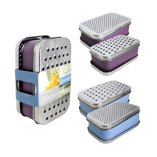 [176351] RALLADOR x2 HOJAS C/ CONTENEDOR PLASTICO C/TAPA 18 x 10cm e/Bo