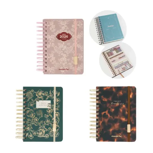 [524138] AGENDA DIARIA BOHO FW 2026 C/ ESPIRAL 12 x 17cm e/Bo 