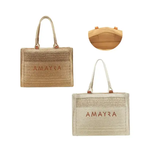 [526195] BOLSO PLAYERO RAFIA COMBINADO AMAYRA e/Bo ( 67.5098.1/.2 )