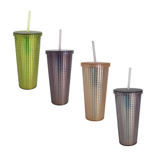 [526316] VASO CUADRILLE C/ TAPA Y SORBETE 600ml