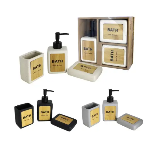 [528219] SET DE BAÑO BATH CERAMICA BAMBU x3pzs