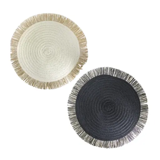 [528340] INDIVIDUAL REDONDO RUSTICO FLECOS 38cm ( ZX-107 )