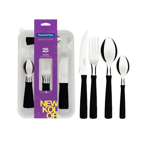 [529968] SET DE CUBIERTOS NEW KOLOR TRAMONTINA x24pzs ( 23198/075 ) 