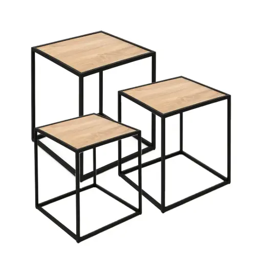 [530879] &SET MESAS MDF HIERRO x3 34 x 34 x 40cm e/Cj