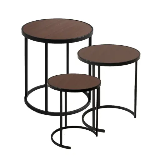 [530880] &SET MESA REDONDA MDF HIERRO x3 e/Cj