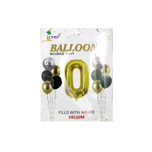 [530986] GLOBO METALIZADO NUMERO 0 C/ 10 GLOBOS