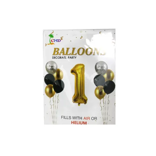[530987] GLOBO METALIZADO NUMERO 1 C/ 10 GLOBOS 