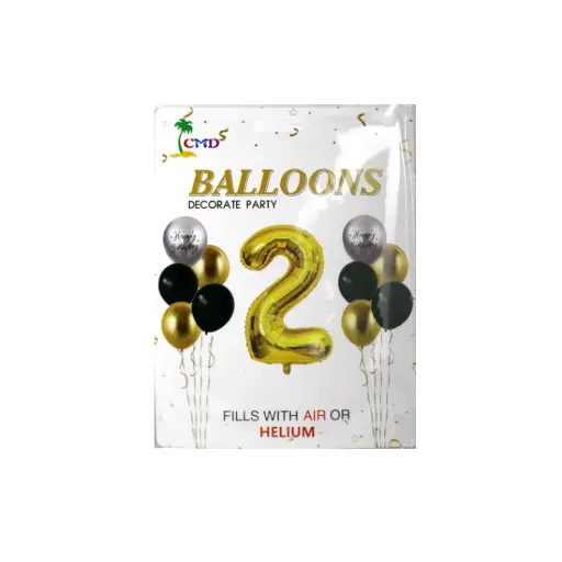 [530989] GLOBO METALIZADO NUMERO 2 C/ 10 GLOBOS
