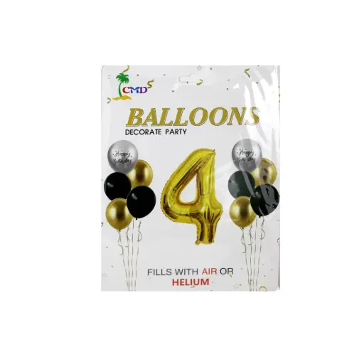 [530990] GLOBO METALIZADO NUMERO 4 C/ 10 GLOBOS 