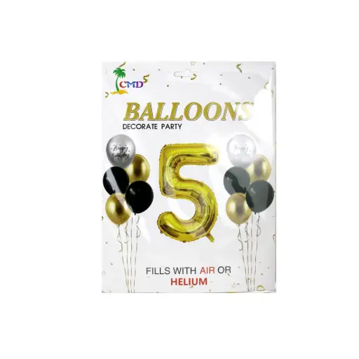 [530991] GLOBO METALIZADO NUMERO 5 C/ 10 GLOBOS