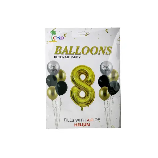 [530994] GLOBO METALIZADO NUMERO 8 C/ 10 GLOBOS