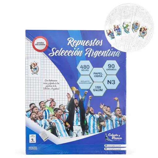 [531000] REPUESTO DE HOJAS SELECCION ARGENTINA X480 HJS CUADRICULADO