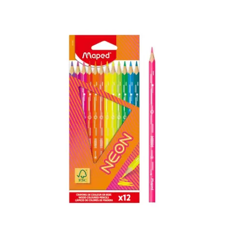 [531014] LAPICES NEON WOODEN x12 e/Cj ( 831802FC )