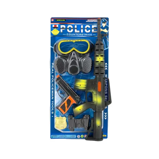 [531180] SET POLICIA RIFLE  C/ ANTIPARRA/ PISTOLA/ BINOCULAR/ PLACA 53 x 14 x 3cm e/Bl ( SD22880 )