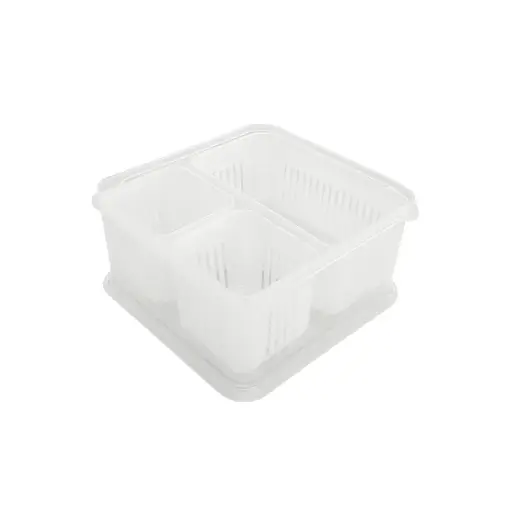 [531423] SET CONTENEDORES Y ESCURRIDORES PLASTICOS C/ TAPA  x4 23 x 8cm 