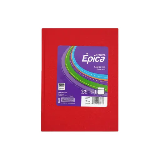 [531715] CUADERNO EPICA Nº1 T/ DURA ARAÑA x 48HJS RAYADO ROJO