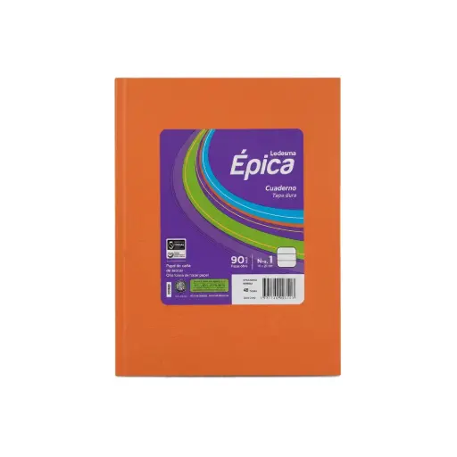 [531718] CUADERNO EPICA Nº1 T/ DURA ARAÑA x 48HJS RAYADO NARANJA