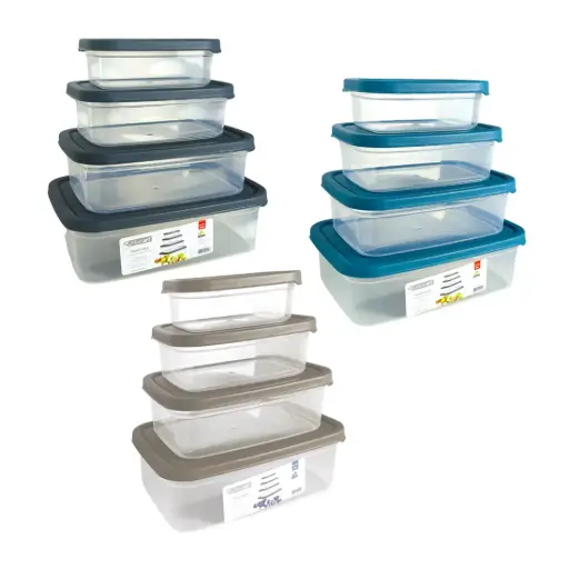 [531764] SET HERMETICOS TRENDY X4 400ML - 740ML - 1200ML - 1900ML  ( SA-888 )